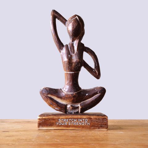 Wooden Yoga Lady | Cow Face Pose | Antique Finish