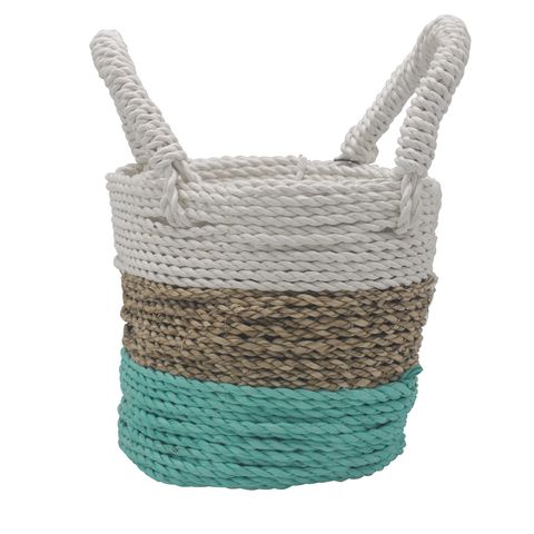 Set of 3 Green Seagrass Storage Baskets 14-16-17 cm