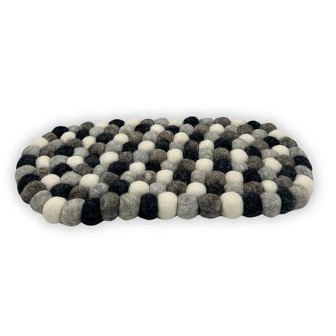 Oval Felt Ball Centre Mat | Multi Grey