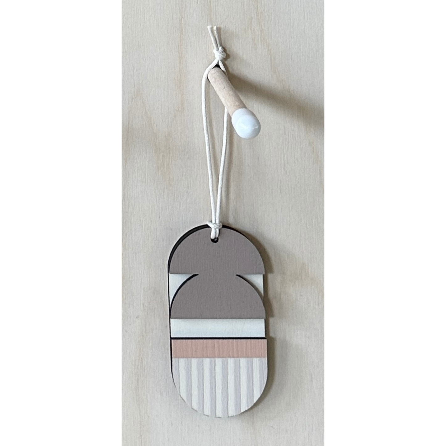 Mini Mid-Century Wall Art - Little Wooden Decoration - Pink & Natural Decor