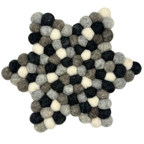 Star Shape Felt Ball Centre Mat | Multi Grey