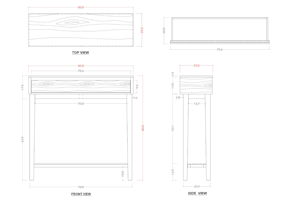 Melia Light Oak Console and Hallway Table with One Drawer