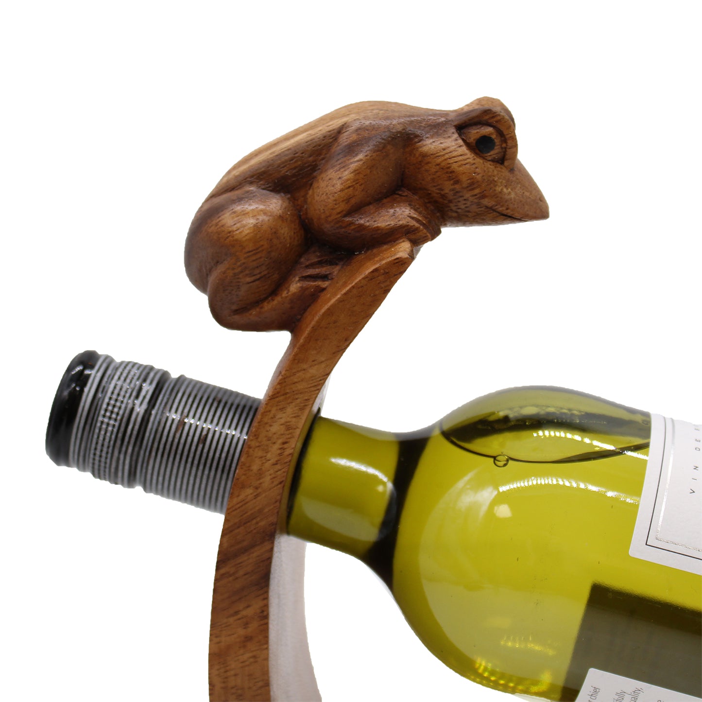 Handmade Wood Balance Wine Holder with Frog