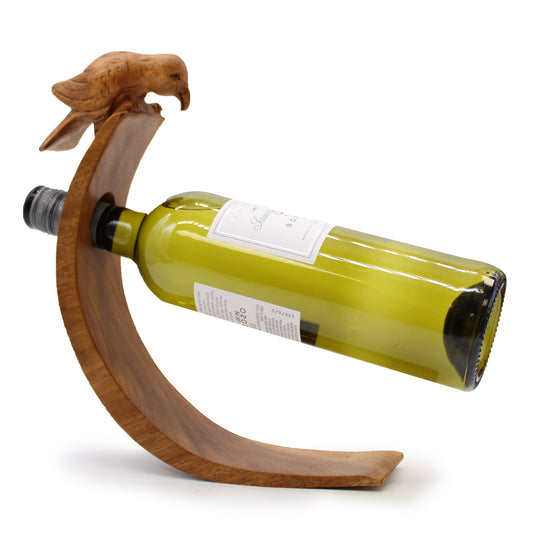 Handmade Wood Balance Wine Holder with Bird