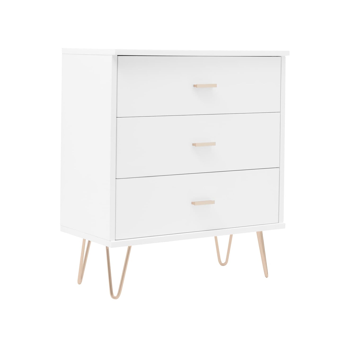 Monroe Solid Wood White Chest of 3 Drawers