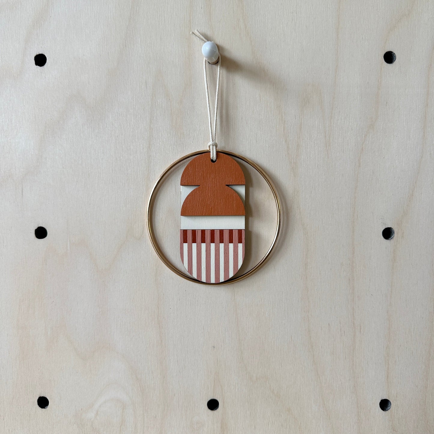 Warm Tones Small Geometric Wall Hanging - Mini Mid-Century Wall Art - Little Wooden Decoration - Contemporary Wall Decor