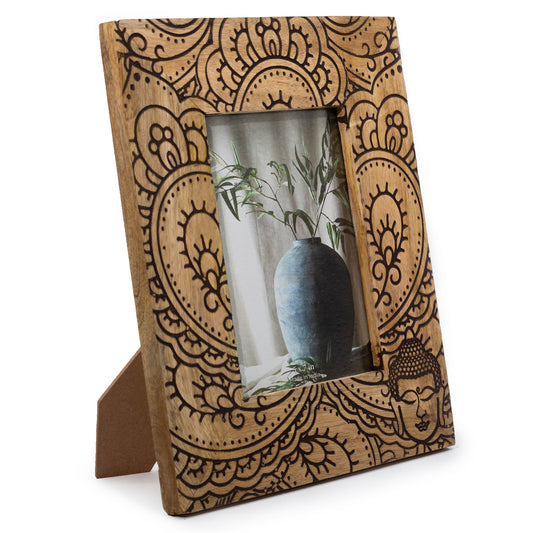 Large Black Buddha Mango Wood Photo Frame 13x18cm
