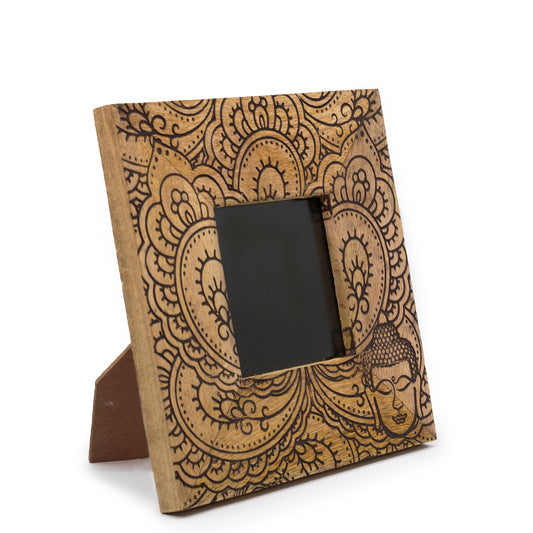 Small Black Buddha Mango Wood Photo Frame 10x10cm