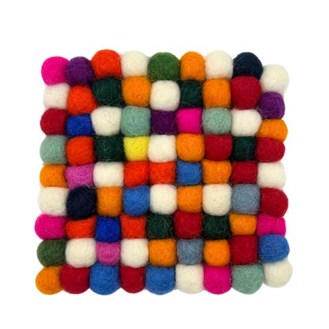 Square Felt Ball Coasters | Multi Colour | Set of 4
