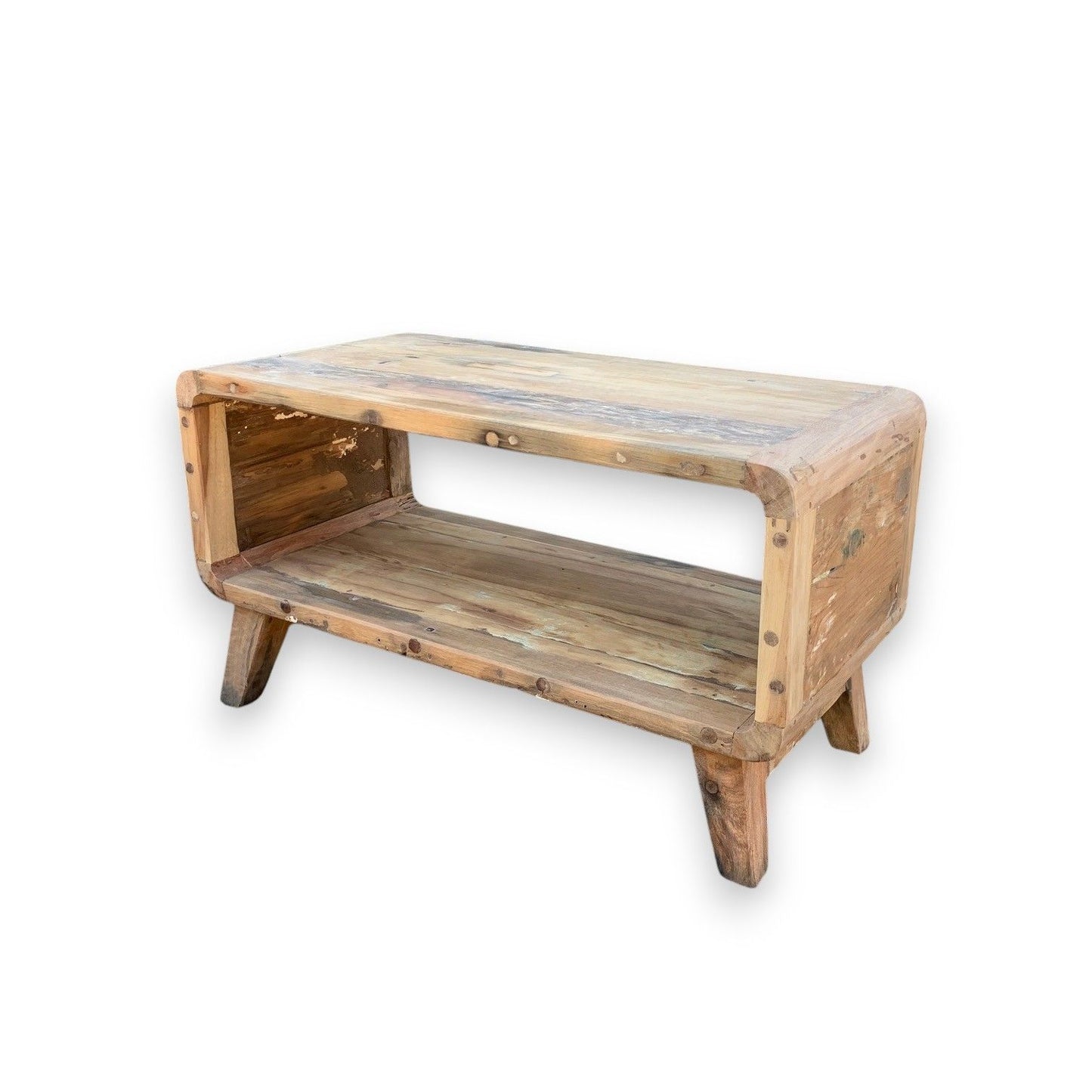 Recycled Teak Wood Small Rounded Coffee Table 81x49×41cm