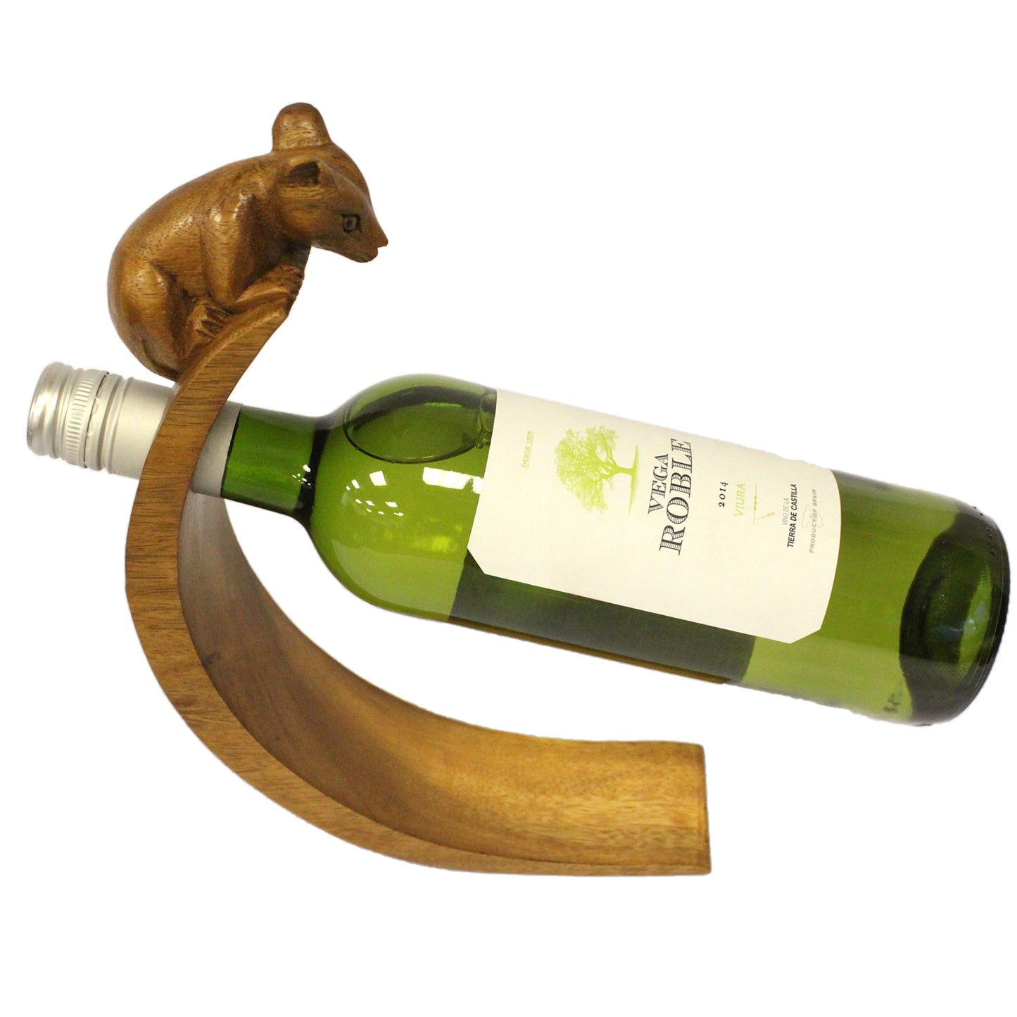 Handmade Wood Balance Wine Holder with Mouse