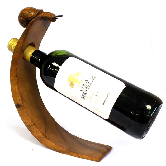 Handmade Wood Balance Wine Holder with Snail