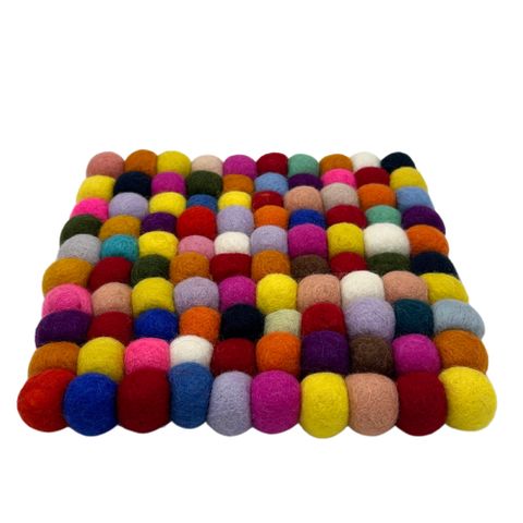 Square Felt Ball Placemat | Multi Colour