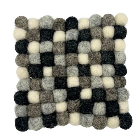 Square Felt Ball Coasters | Multi Grey | Set of 4