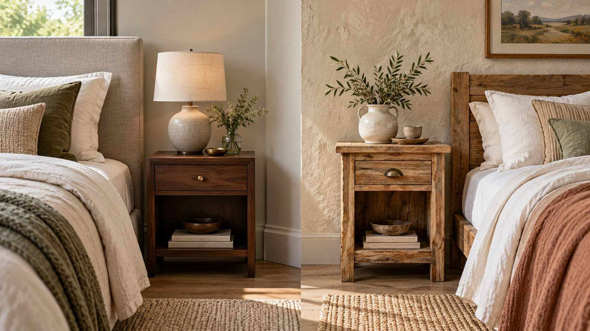 Walnut vs Recycled Wood Bedside Tables: Which Style Suits Your Bedroom?