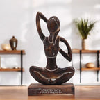 Wooden Yoga Lady | Cow Face Pose | Antique Finish