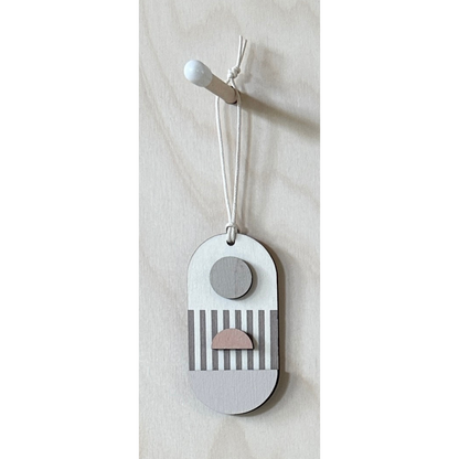 Mini Mid-Century Wall Art - Little Wooden Decoration - Pink & Natural Decor