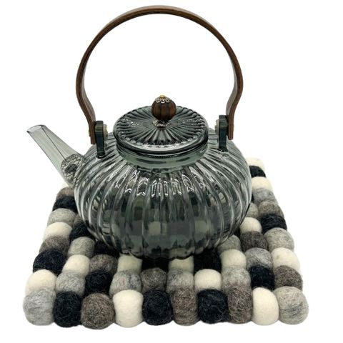 Square Felt Ball Placemat | Multi Grey