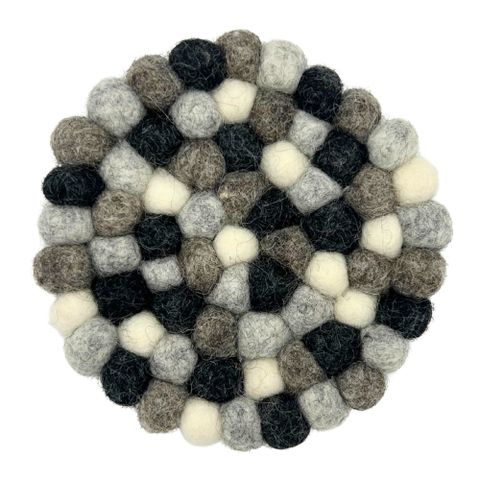 Round Felt Ball Coasters | Multi Grey | Set of 4