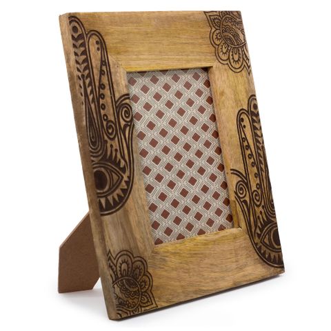 Large Mango Wood Frame | Hamsa | Black | 13x18cm