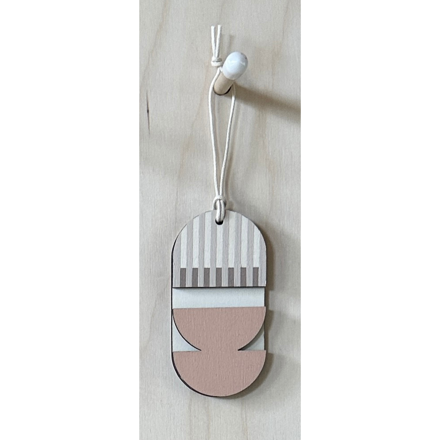 Mini Mid-Century Wall Art - Little Wooden Decoration - Pink & Natural Decor