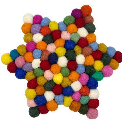 Star Shape Felt Ball Centre Mat | Multi Colour