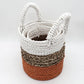 Set of 3 Orange Seagrass Storage Baskets 14-16-17 cm