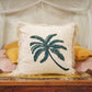 Linen Cushion Cover 60x60cm Palm Tree  with Fringe