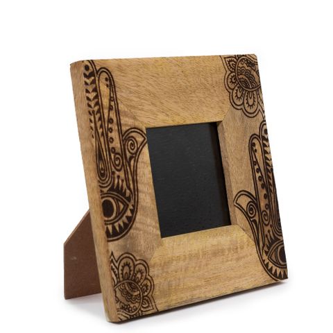 Small Mango Wood Frame | Hamsa | Black | 10x10cm