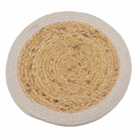 Natural Placemat | Jute & Cotton | Ivory Border
