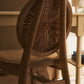 Cebu White Wash Wood and Round Rattan Dining Chair with Beige Seat