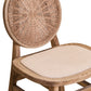 Cebu White Wash Wood and Round Rattan Dining Chair with Beige Seat