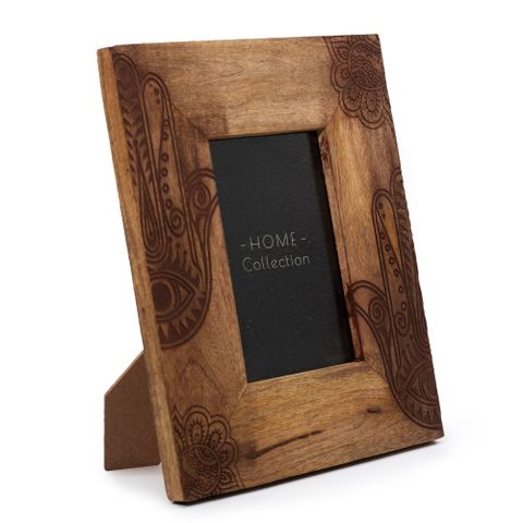 Medium Mango Wood Frame | Hamsa | Black | 10x15cm