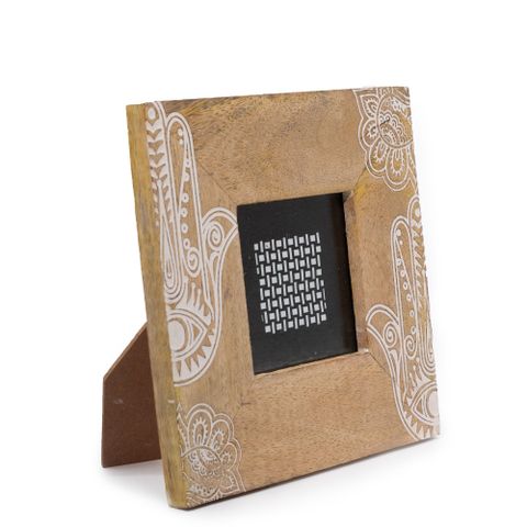 Small Mango Wood Frame | Hamsa | White | 10x10cm