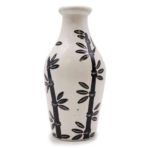 Bamboo Motif Dry Flowers Shaped Vase - Natural
