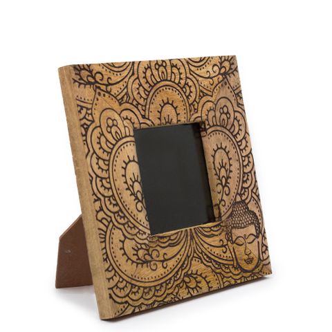 Small Mango Wood Frame | Buddha | Black | 10x10cm