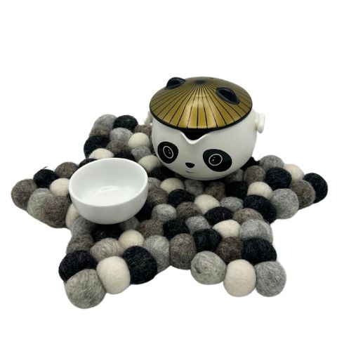 Star Shape Felt Ball Centre Mat | Multi Grey