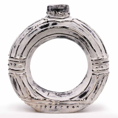 Round Donut Shaped Dry Flowers Vase - Cream 30cm