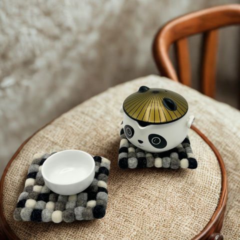 Square Felt Ball Coasters | Multi Grey | Set of 4