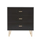Monroe Solid Wood Black Chest of 3 Drawers