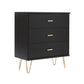 Monroe Solid Wood Black Chest of 3 Drawers