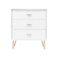 Monroe Solid Wood White Chest of 3 Drawers