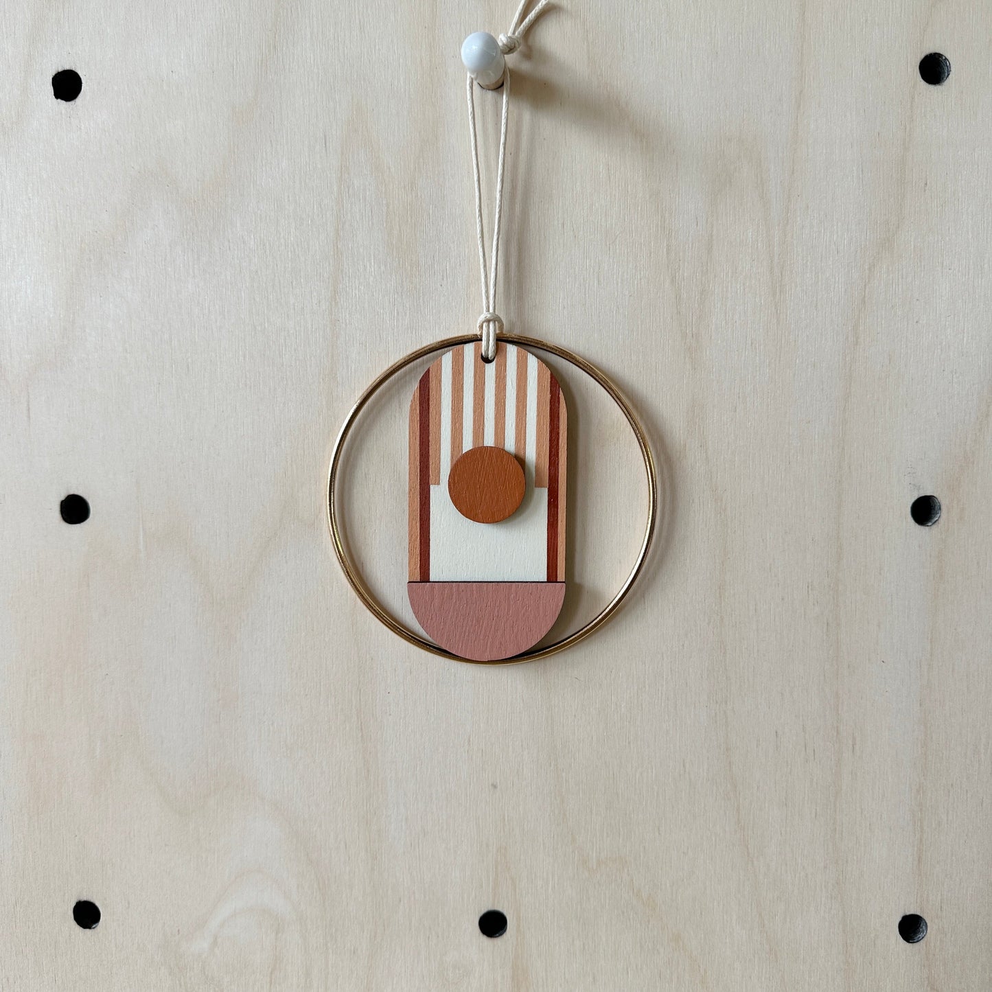 Warm Tones Small Geometric Wall Hanging - Mini Mid-Century Wall Art - Little Wooden Decoration - Contemporary Wall Decor