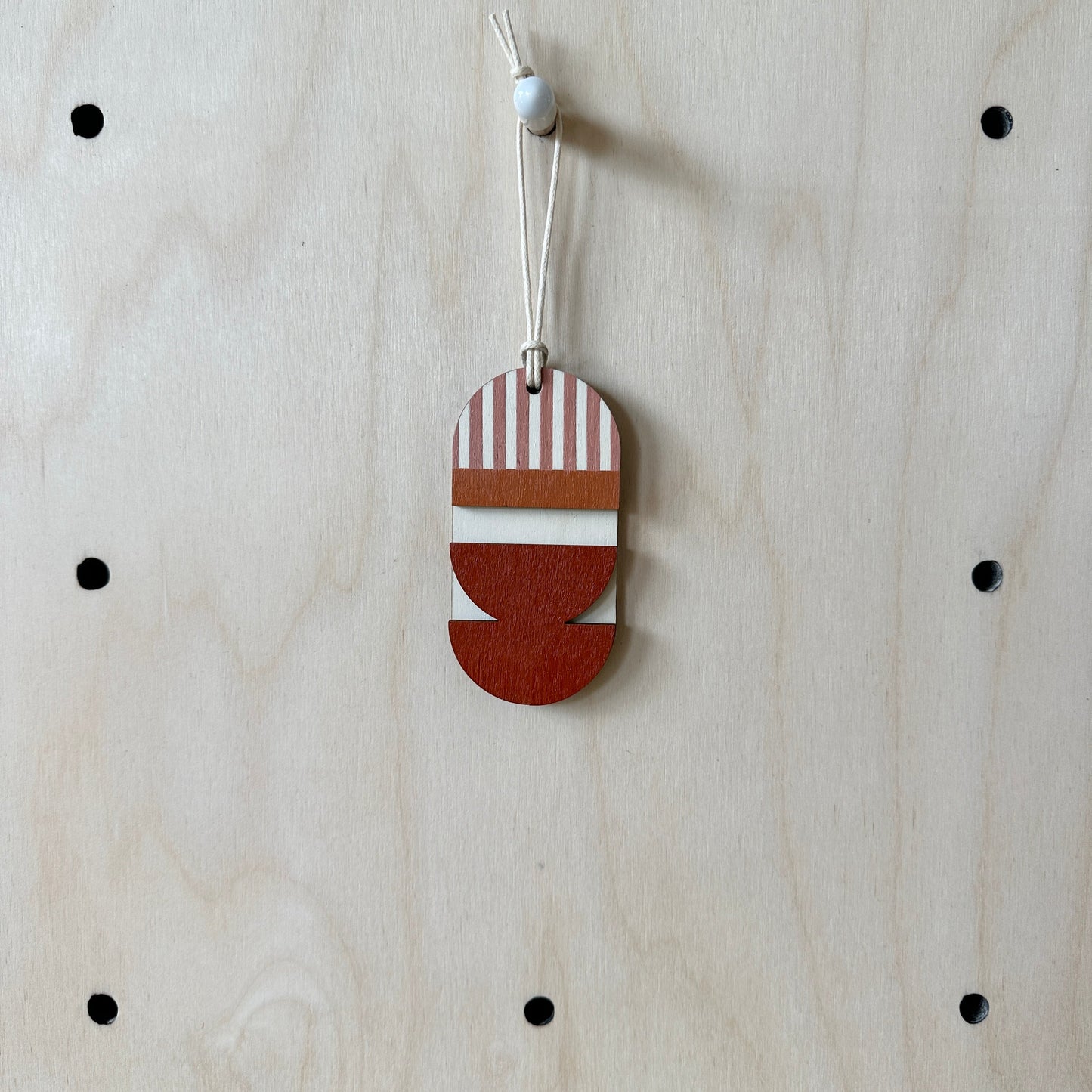 Warm Tones Small Geometric Wall Hanging - Mini Mid-Century Wall Art - Little Wooden Decoration - Contemporary Wall Decor