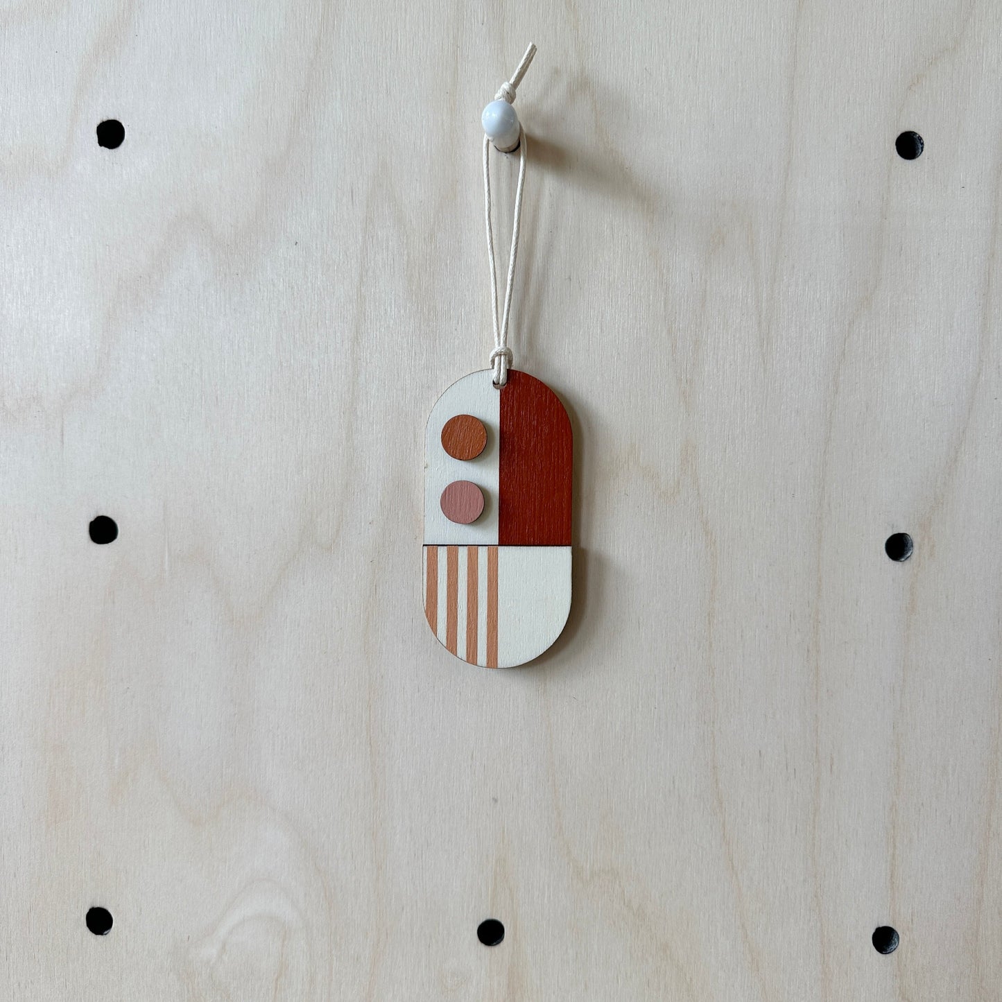 Warm Tones Small Geometric Wall Hanging - Mini Mid-Century Wall Art - Little Wooden Decoration - Contemporary Wall Decor