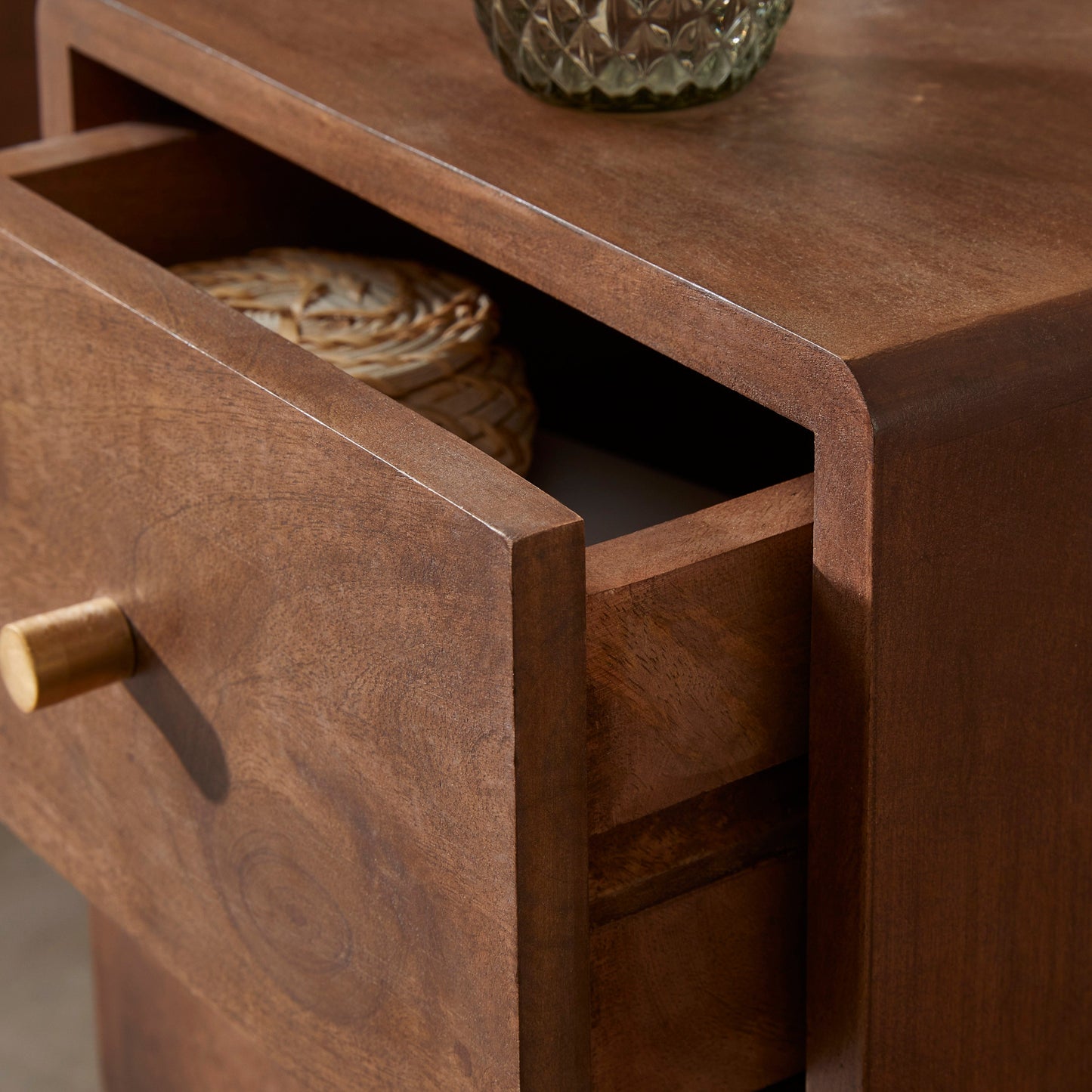 Scandinavian Walnut Logan Narrow Bedside Table