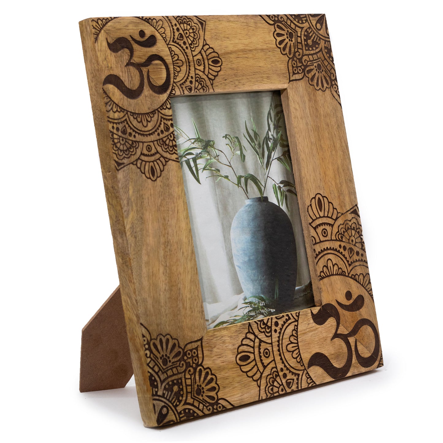 Medium Black Ohm Mandala Mango Wood Photo Frame 10x15cm
