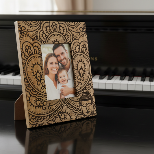 Medium Black Buddha Mango Wood Photo Frame 10x15cm