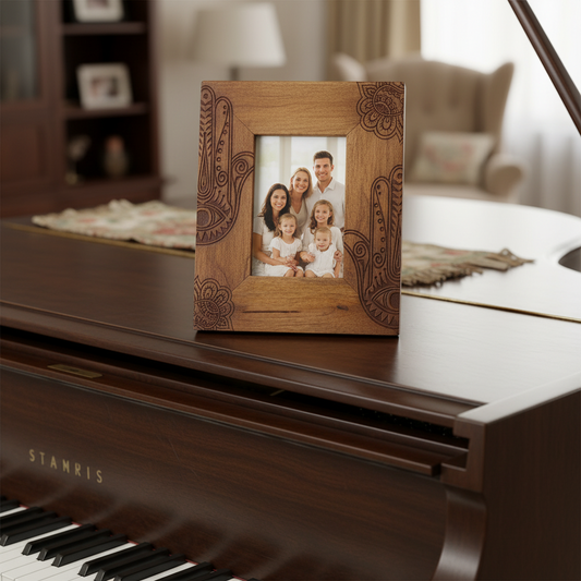 Medium Black Hamsa Mango Wood Photo Frame 10x15cm