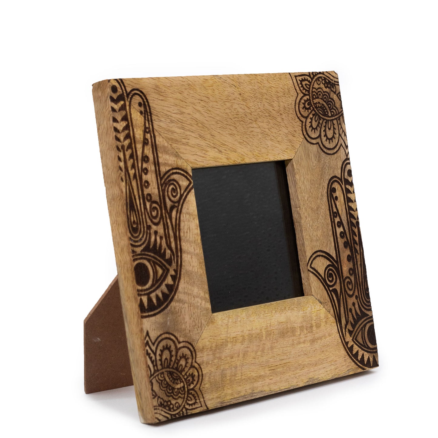 Small Black Hamsa Mango Wood Photo Frame 10x10cm